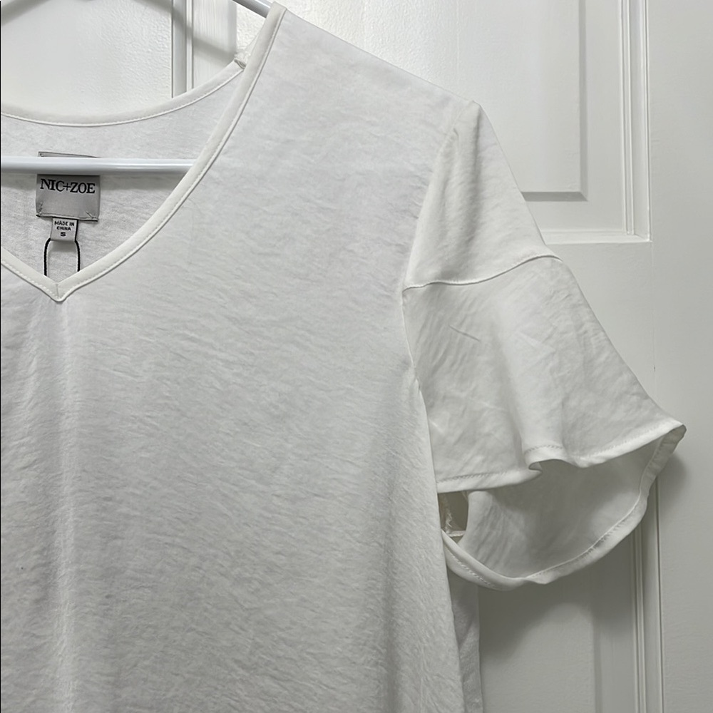 Nwt Nic+Zoe White Linen Blend Recycled Fibers Blouse Top - Size Small — image 7 of 8
